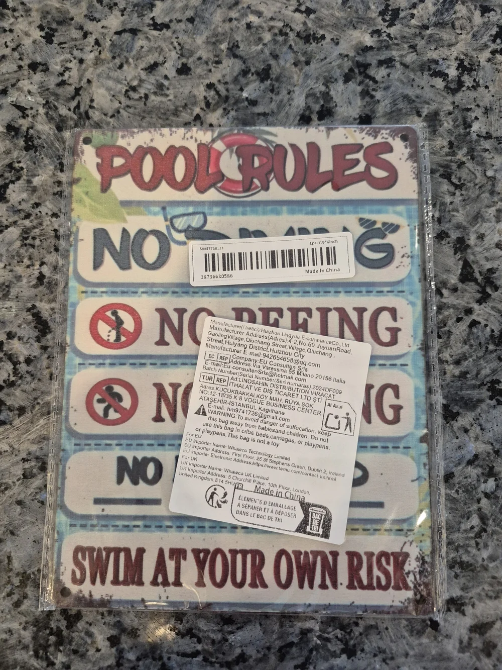 Swim Pool Rules Sign - Multicolor